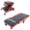 3-in-1 Rolling Mechanic Creeper Z Seat, Foldable Garage Chair Lay Down Sit Lean Back, Under Car Shop Auto Repair, Red Black