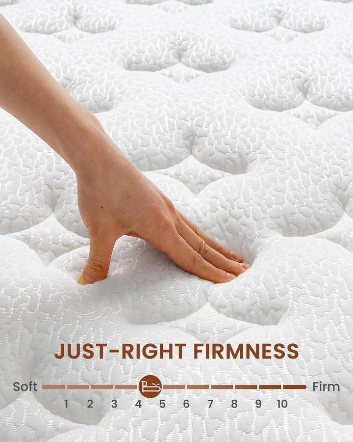 BedStory 12-14'' Hybrid Queen Size Mattress - Full/King - Medium Firm - Gel Memory Foam & Innersprings for Comfortable Sleep