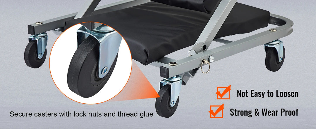 SucceBuy Z-Creeper Seat 2 in 1 Rolling Folding Car Creeper/Stool Low Profile  with 6 pcs Wheels for Garage Shop Auto Repair