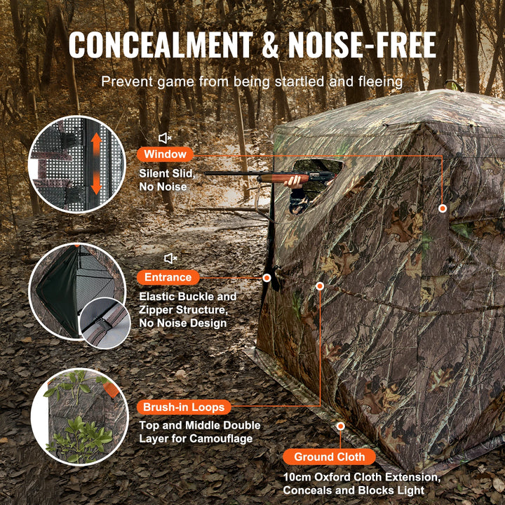 SucceBuy Hunting Blind 270° See Through Ground Blind 4-5 Person Pop Up Deer Blind for Hunting Portable for Turkey and Hunting