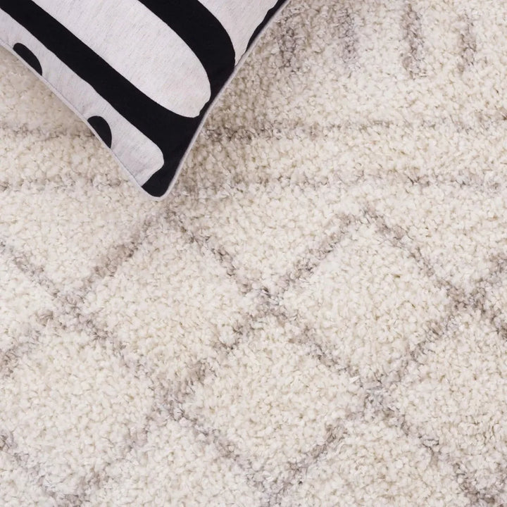 NEW-Large Area Rug 8x10 - Ivory & Beige, Moroccan Design, Non-Shedding & Easy Cleaning, Ultra Plush Thick Pile -High quality