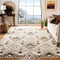 High quality - Area Rug 8x10,Moroccan Tassel Shag Collection,Large,Ivory & Brown, Boho Design, Non-Shedding & Easy Cleaning