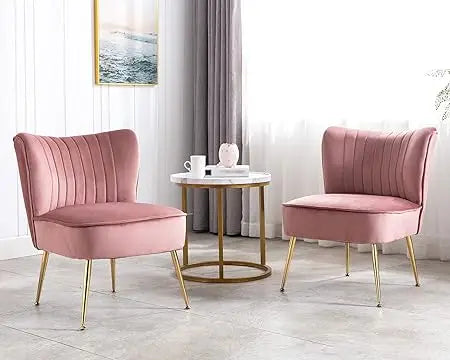 Modern Accent Chair Set of 2 PU Leather Slipper Chair Wingback Side Chair for Living Room Bedroom