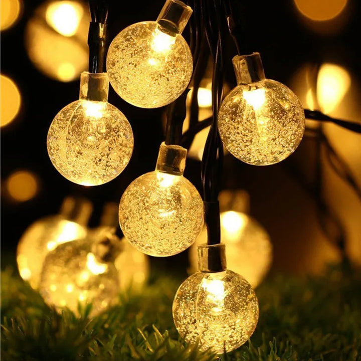 Solar Crystal Ball String Lights â€“ 4 Colors, 8 Modes Outdoor Garden & Balcony Accent | Eco-Friendly LED Decor | Trufairs
