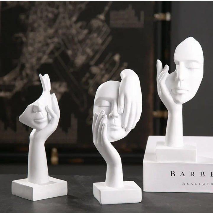 Nordic Resin Abstract Statue Desktop Ornaments Sculpture Figurines Face Character Light Luxury Art Crafts Office Home Decor