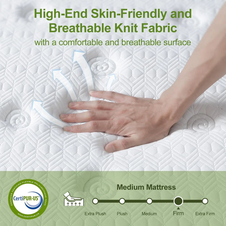 Queen Mattress, 14 Inch Hybrid Mattress Queen Size in a Box with Gel Memory Foam and Pocket Springs