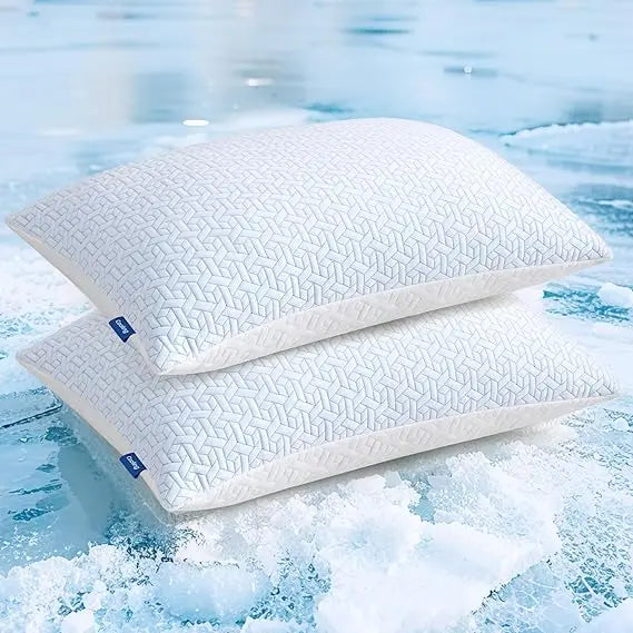 ® Queen Size Pillows Set of 2, Shredded Memory Foam Pillows, Cooling Queen Pillow 2 Pack, Adjustable Firm Bed Pillow for Sleepin
