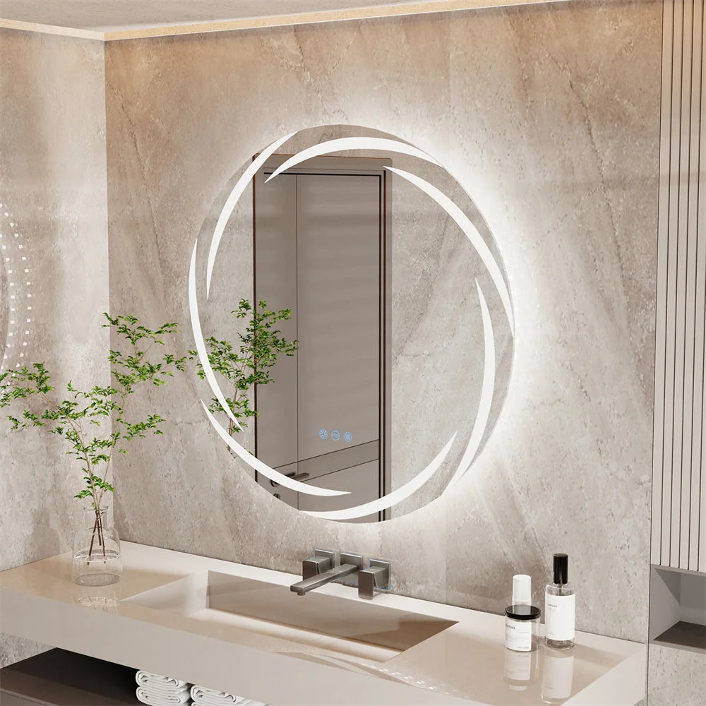 80 cm Round LED Backlit Bathroom Vanity Mirror – Anti-Fog, Touch Sensor | Trufairs
