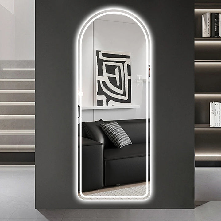 65" x 21" Arch Design LED Full Length Mirror ,Dimmable,  High Definition & Explosion-Proof, Full-Length Standing or Wall