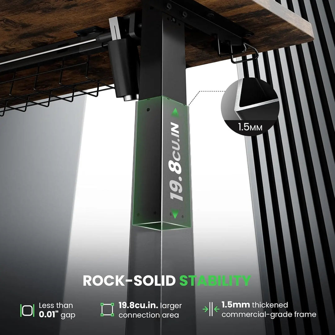 Electric Standing Desk Adjustable-63 x 24 Inch Sit Stand up Desk with Cable Management - 3 Memory Preset Adjustable Height Table