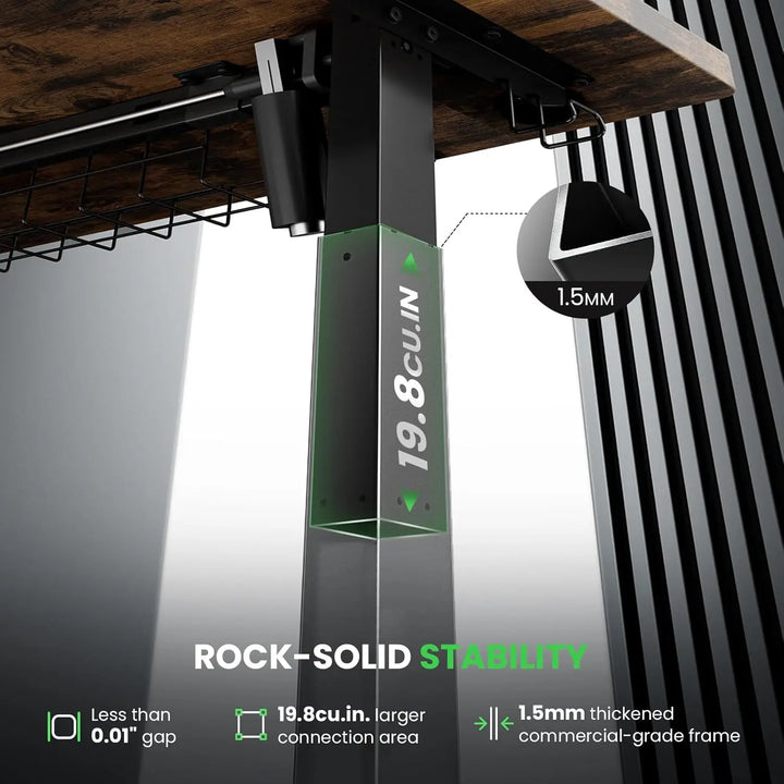 Electric Standing Desk Adjustable-63 x 24 Inch Sit Stand up Desk with Cable Management - 3 Memory Preset Adjustable Height Table