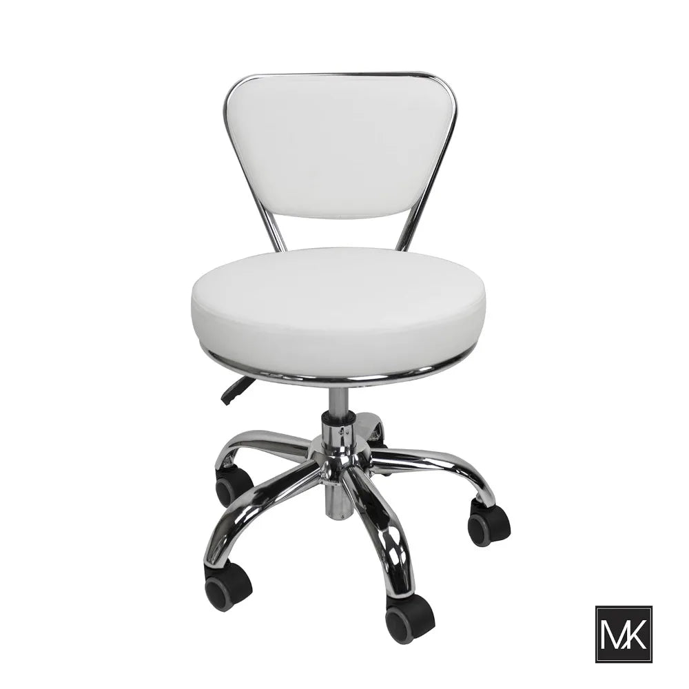 Dayton White Pneumatic Adjustable Rolling Salon Nail Pedicure Stool and Chair