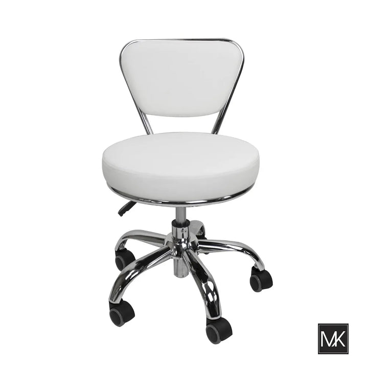 Dayton White Pneumatic Adjustable Rolling Salon Nail Pedicure Stool and Chair