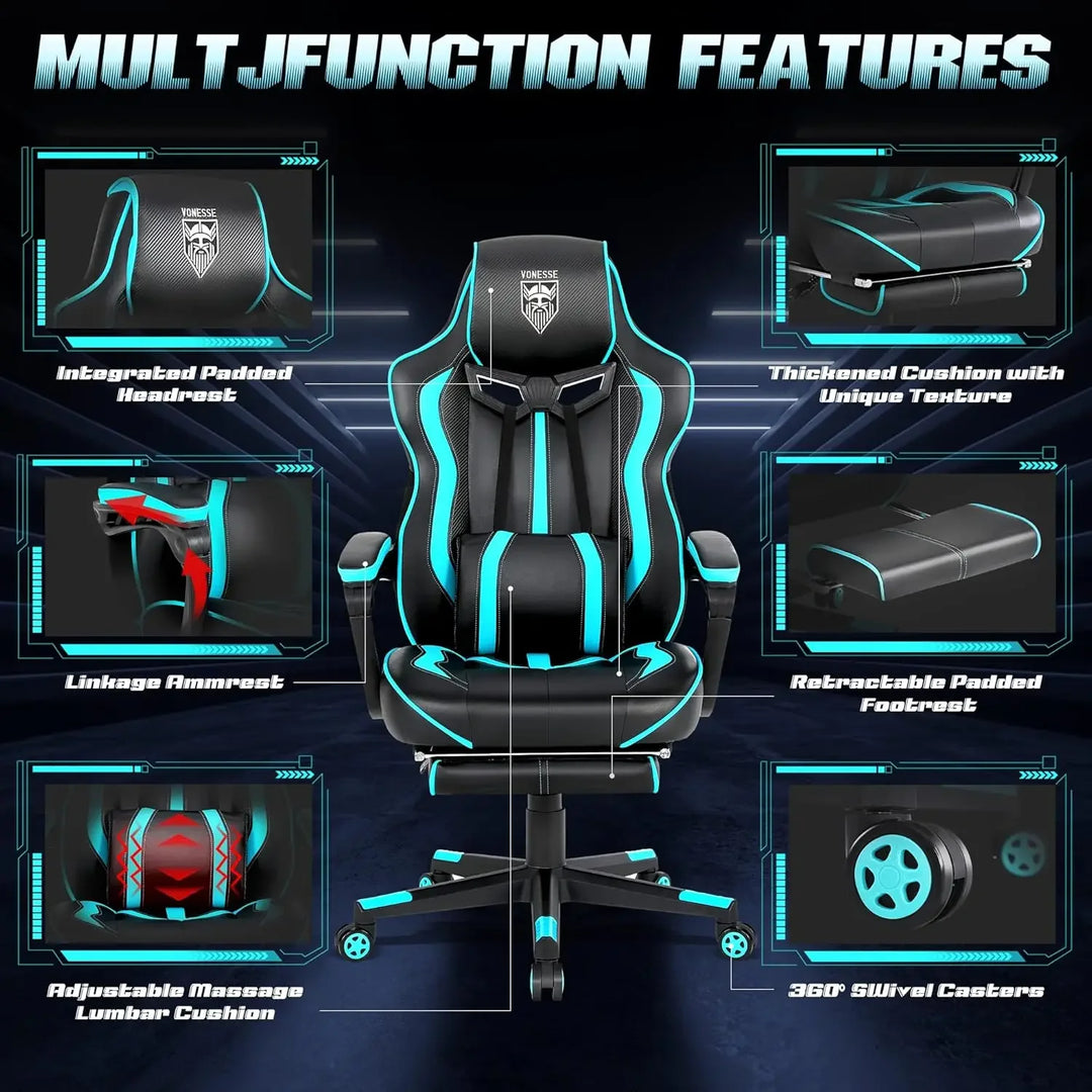Gaming Chair for Adults Gaming Chairs with Footrest Reclining Computer Chair for Heavy People Big a
