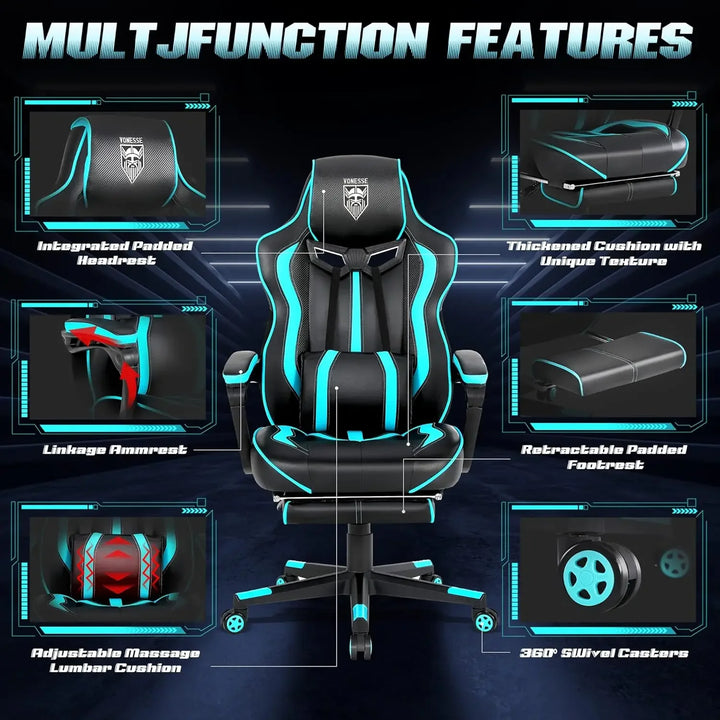 Gaming Chair for Adults Gaming Chairs with Footrest Reclining Computer Chair for Heavy People Big a