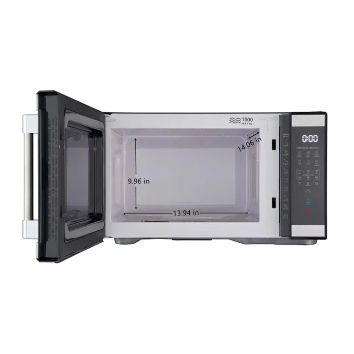 Hamilton Beach 1.1 Cu ft Countertop Microwave Oven, White and Stainless Steel