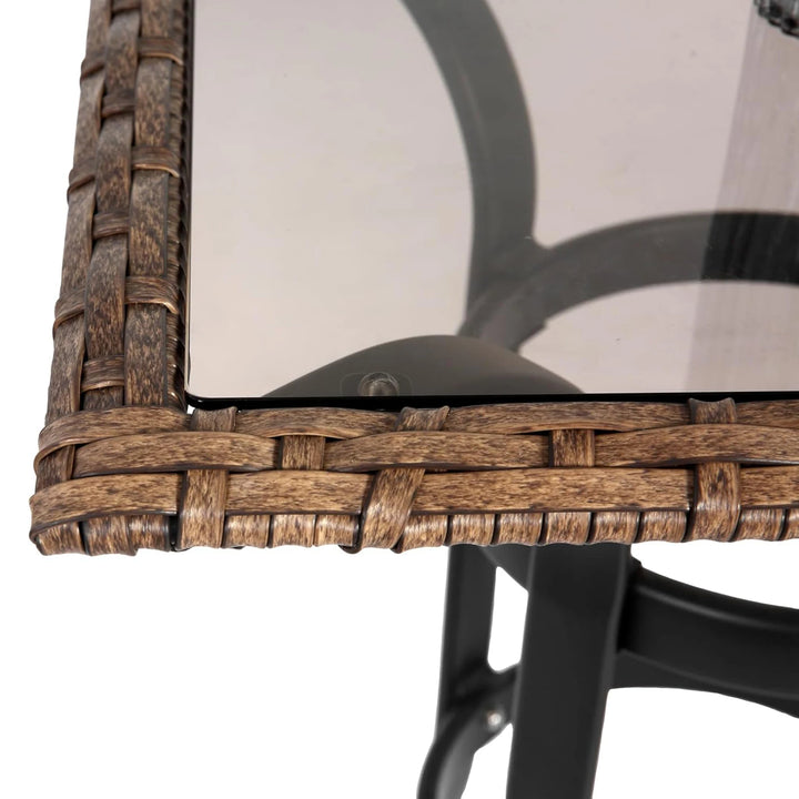 3 Piece Outdoor Bistro Table Set Modern Square Patio Table and Chairs All Weather Steel Balcony Furniture for Yard Garden