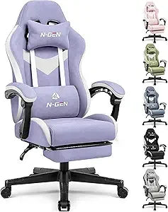 Video Gaming Chair Office Computer Desk Use Ergonomic Reclining Backrest Adjustable Armrests Lumbar Support Footres