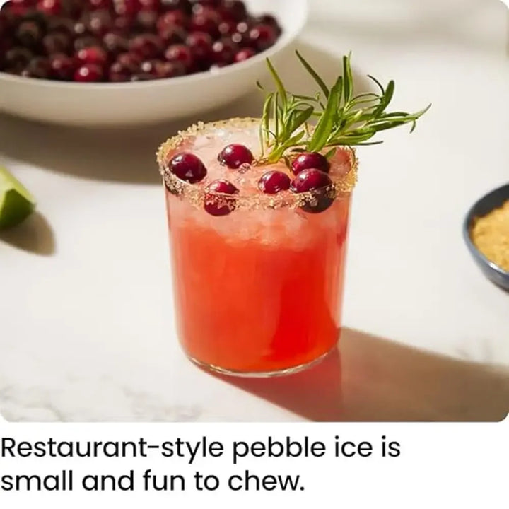 Nugget Ice Maker 33lbs/Day Chewable Pellet Ice LED Control Panel Self-Cleaning Stainless Steel RJ56-PB18-SS