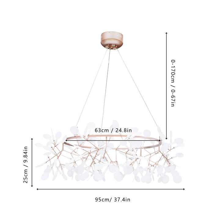 40W Modern Ceiling Mounted Chandelier 135* LED Light Beads Rose Gold Chandelier Suitable for Dining Room, Living Room, Bedroom