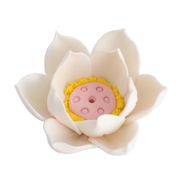 Ceramic Meditating Figurine with Circle LED Lamp – Decorative Sculpture for Home or Office, White/Red/Yellow/Blue, 11.8 x 4.7 x 13 in