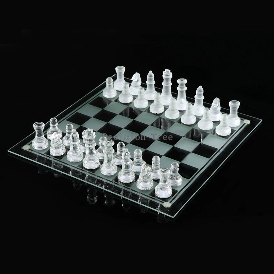 2024 glass crystal occidental chess children casual puzzle backgammon elegant transparent entertainment chessboard chessman set