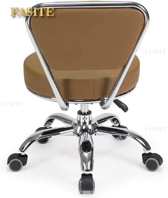 Nordic Short Stool Adjustable 13-15 Rolling Pneumatic, Paded Shower Bench Back-Support