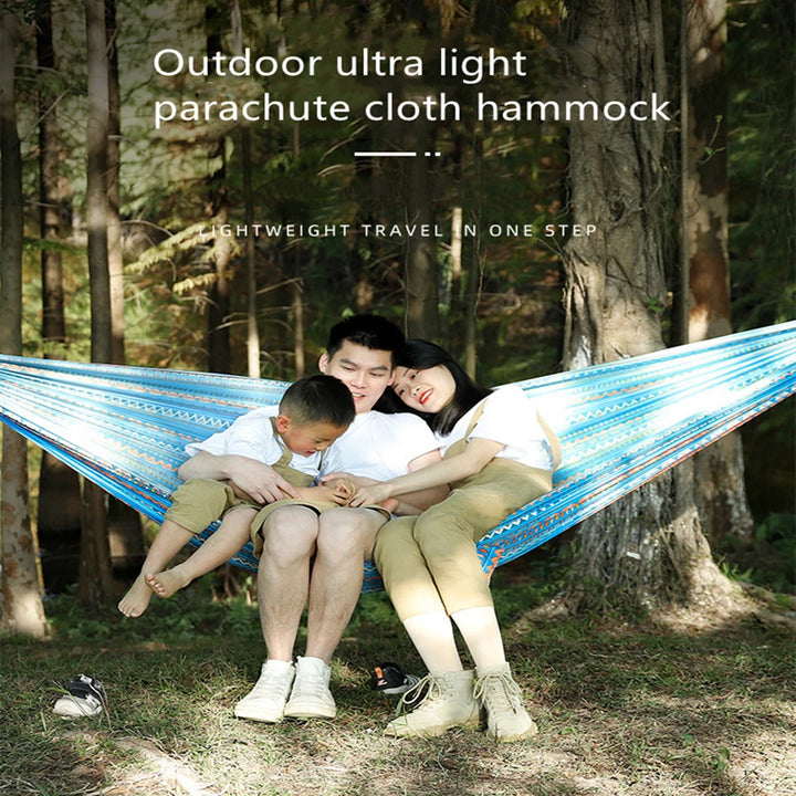 Portable Outdoor Garden Hammocks Quick Open Parachute Cloth Double Travel Camping Sleeping Hanging Hammock Swing Nature Hike