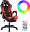Gaming Chair, Massage Gaming Chair with Compatible Speakers and RGB LED Lights, Ergonomic Computer Gaming Chair  Black & Red
