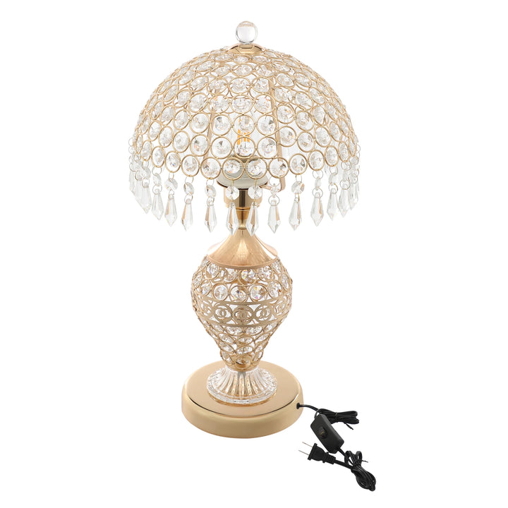 Crystal Table Lamp,Gold 110V Tabletop Decorative Bedside Lamp Corded Electric Lighting 3-5m² for Bedrooms,Living Rooms