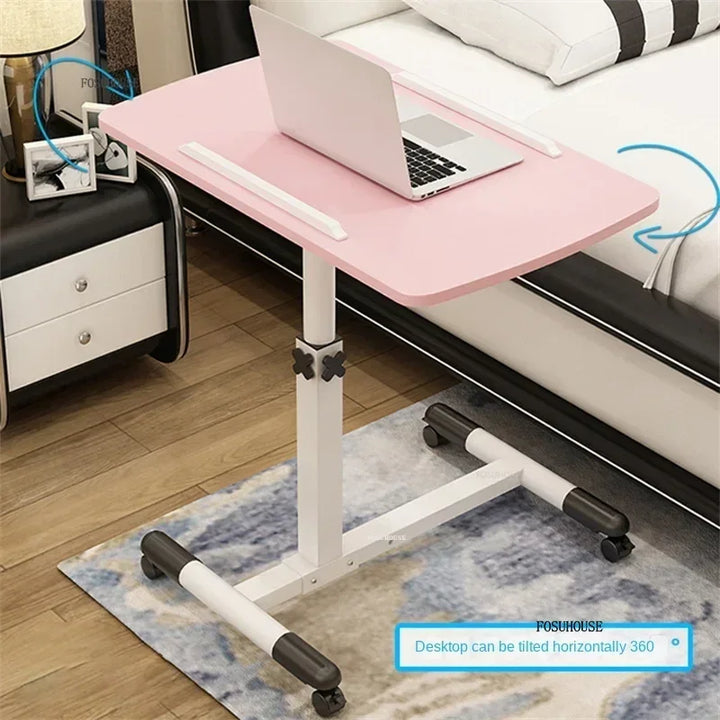 Creative Foldable Computer Desks Living Room Sofa Lazy Bed Office Desk with Wheels Lifting Bedside Table European Home Furniture