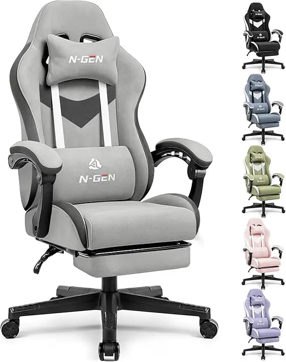 Video Gaming Chair Office Computer Desk Use Ergonomic Reclining Backrest Adjustable Armrests Lumbar Support Footres