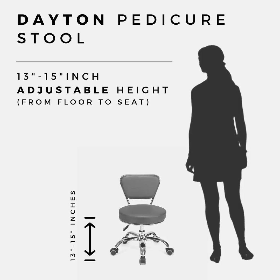 Rolling Bathroom Seat  Pneumatic, Short Stool with Adjustable Height 13"-15", Perfect