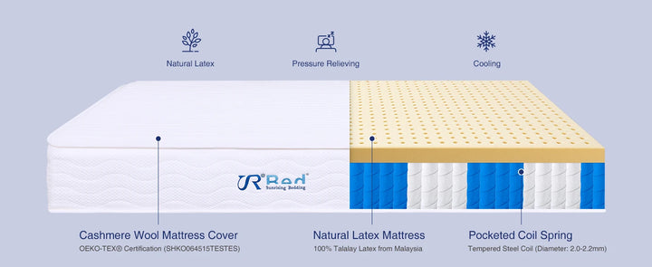 8 inch Twin Natural Latex Mattress Individually Encased Pocket Coil Firm Supportive Naturally Cooling Organic Mattress 120-Night