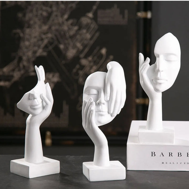 Nordic Resin Abstract Statue Desktop Ornaments Sculpture Figurines Face Character Light Luxury Art Crafts Office Home Decor