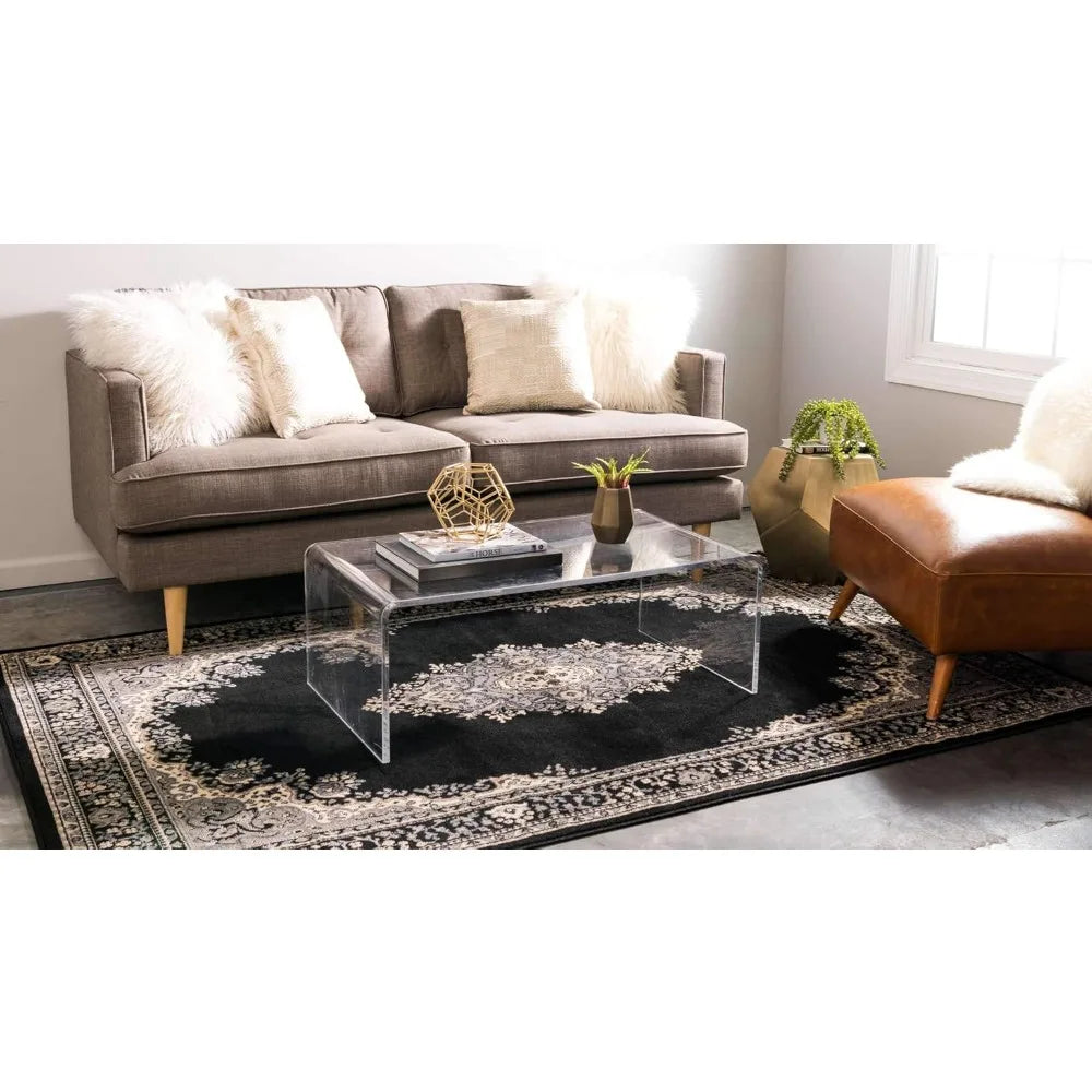 Reza Collection Traditional Persian Style Area Rug Black/Beige