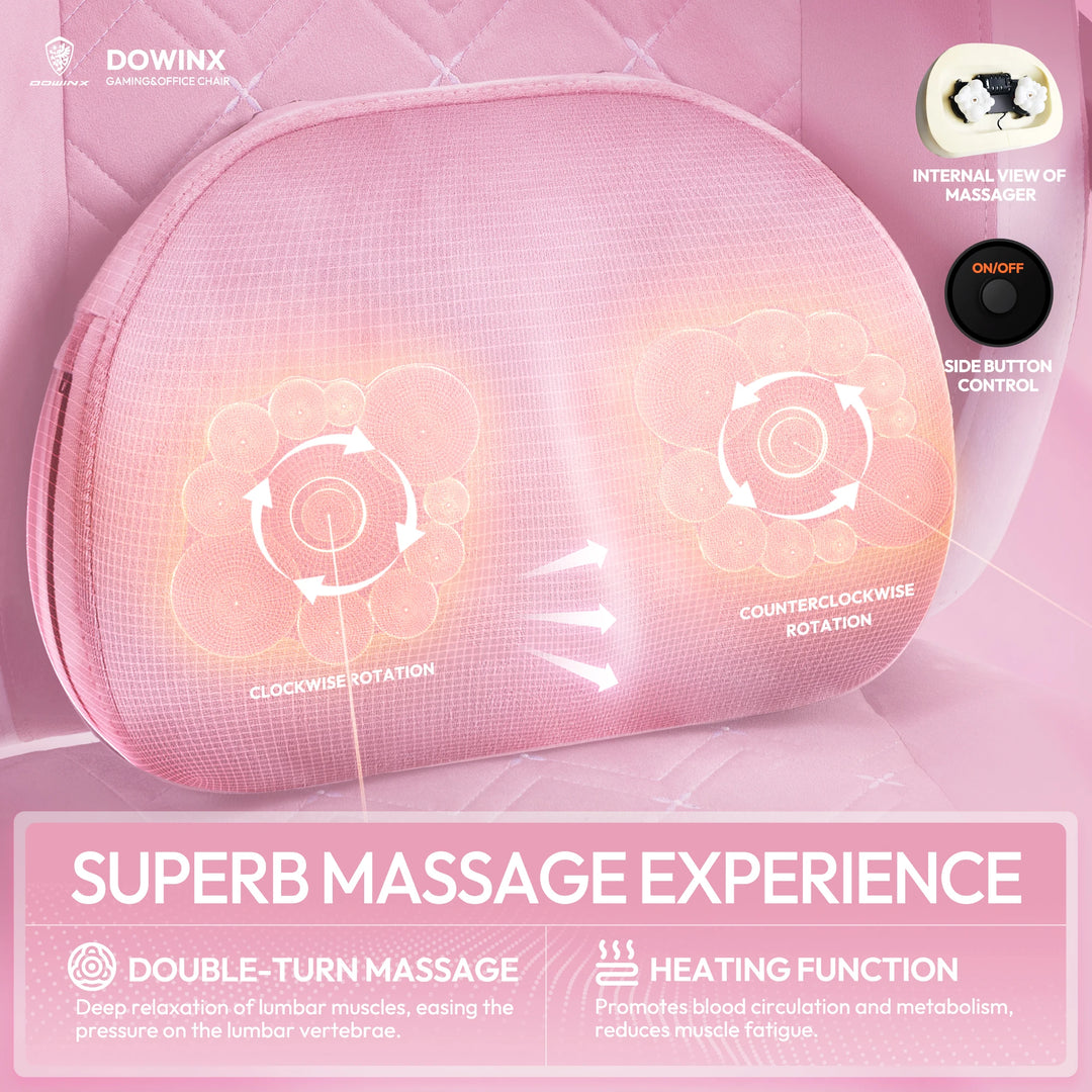 Dowinx Gaming Chair with Heated Massage Lumbar Support, Breathable Fabric Office Chair with Pocket Spring Cushion and Footrest,