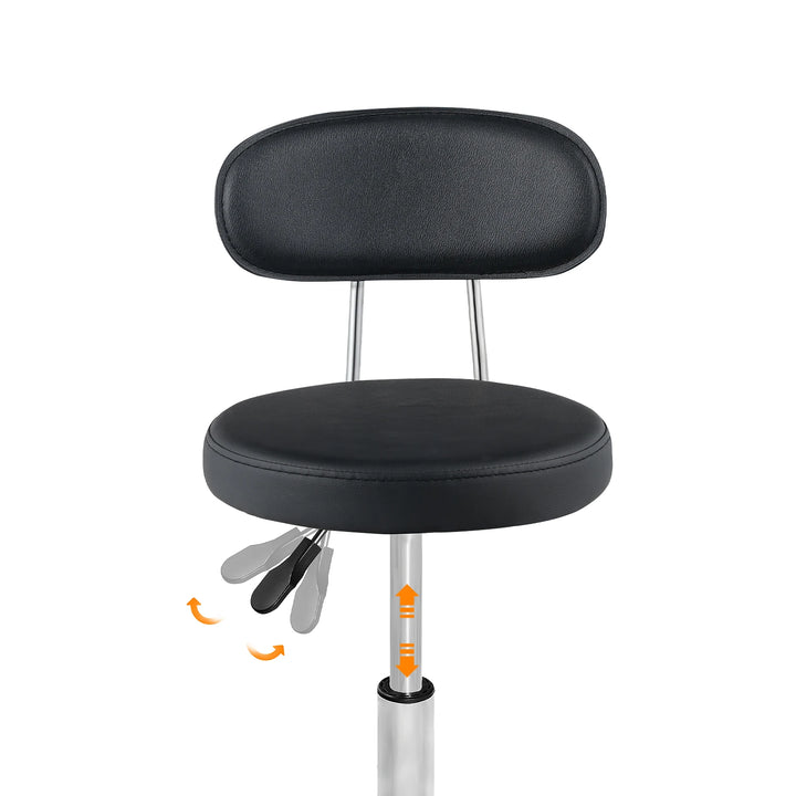 HOOBRO Height Adjustable Rolling Stool 360° Rotating Drafting Chair Multi-Purpose Office Desk Chair for Barber Shop