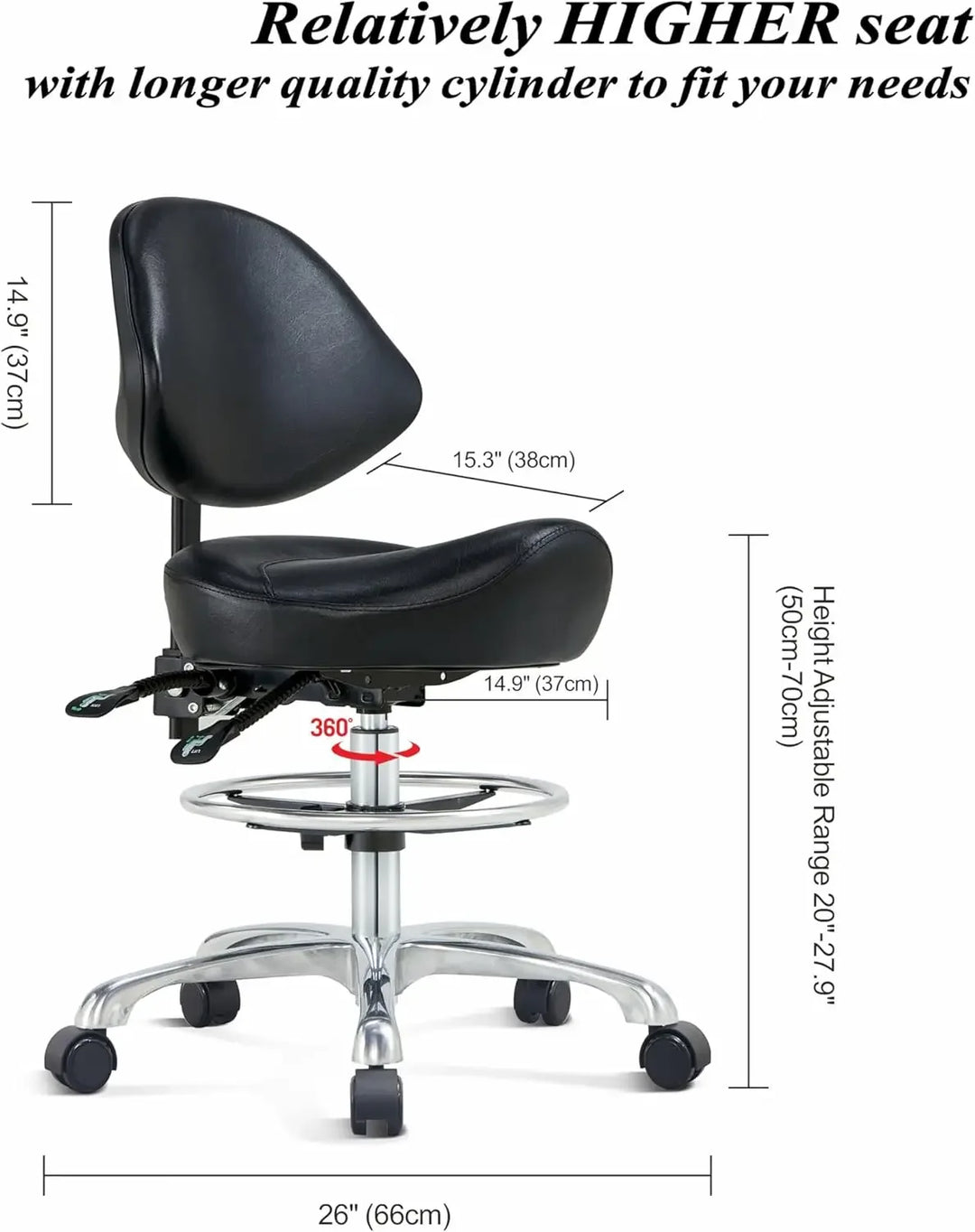 Saddle Chair Rolling Saddle Stool with Back Support Esthetician Chair Ergonomic Saddle Chair for Dental Hygienist Medical Salon
