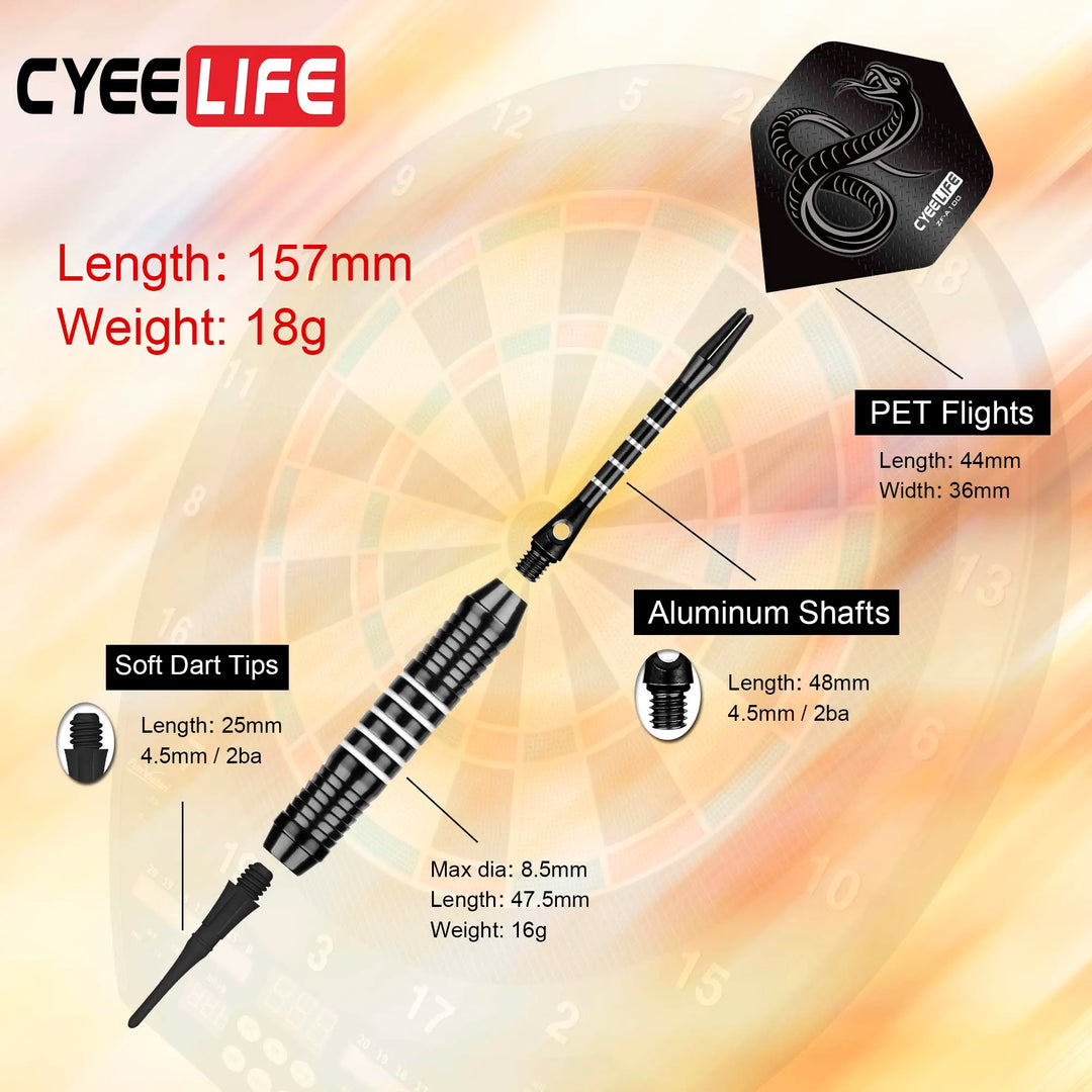 CyeeLife 18g Soft tipped Darts Professional Indoor plastic tip Darts Set For Electronic Dartboard Games Plastic storage box
