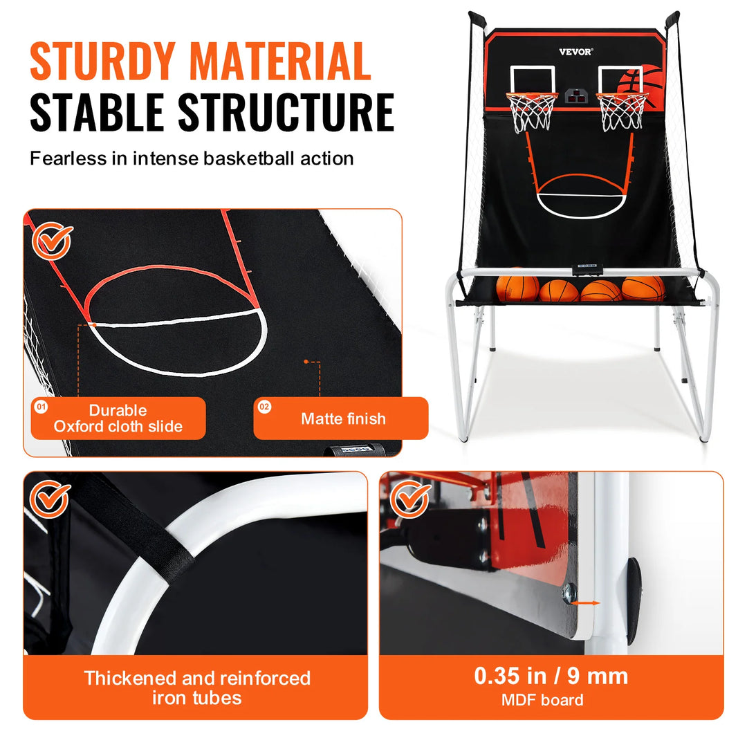 VEVOR Foldable Basketball Arcade Game Indoor Basketball Game with 4 Balls 8 Game Modes Electronic Scoreboard Inflation Pump
