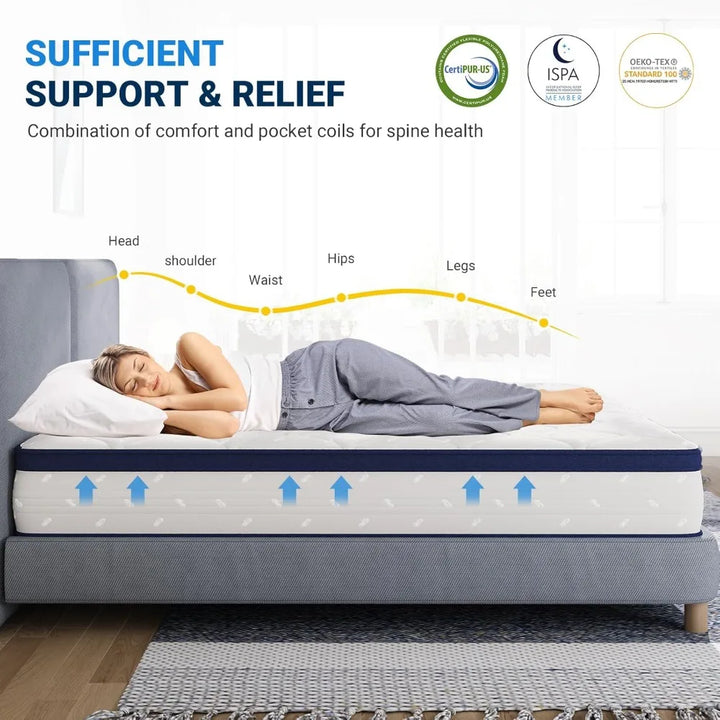 Twin Size Mattress, Medium Plush Twin Size Bed Mattresses,  in A Box for Pain Relief & Motion Isolation, Mattress