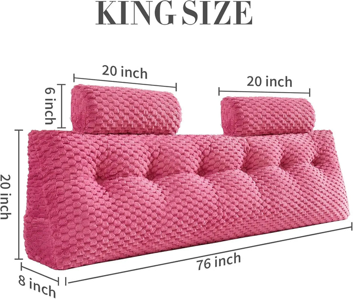 Wedge Headboard Pillow - Bed Wedge Pillow for Headboard Triangular Headboard Pillow with Neck Roll Pillow-Large Bolster Pillow f