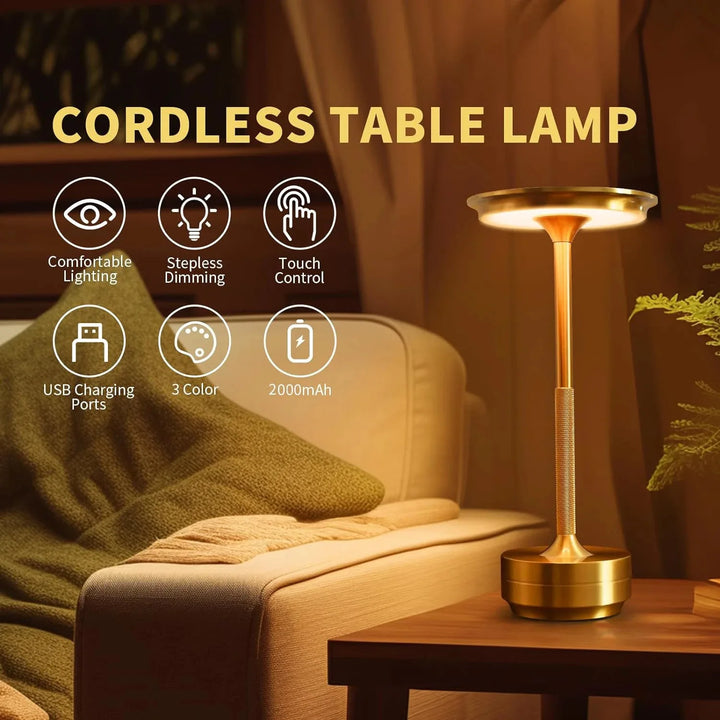 2PCS Rechargeable Wireless Table Lamp for Bedroom, Rechargeable, Touch Lamp, Camping Candle, Creative, USB-C, Desk Lamp