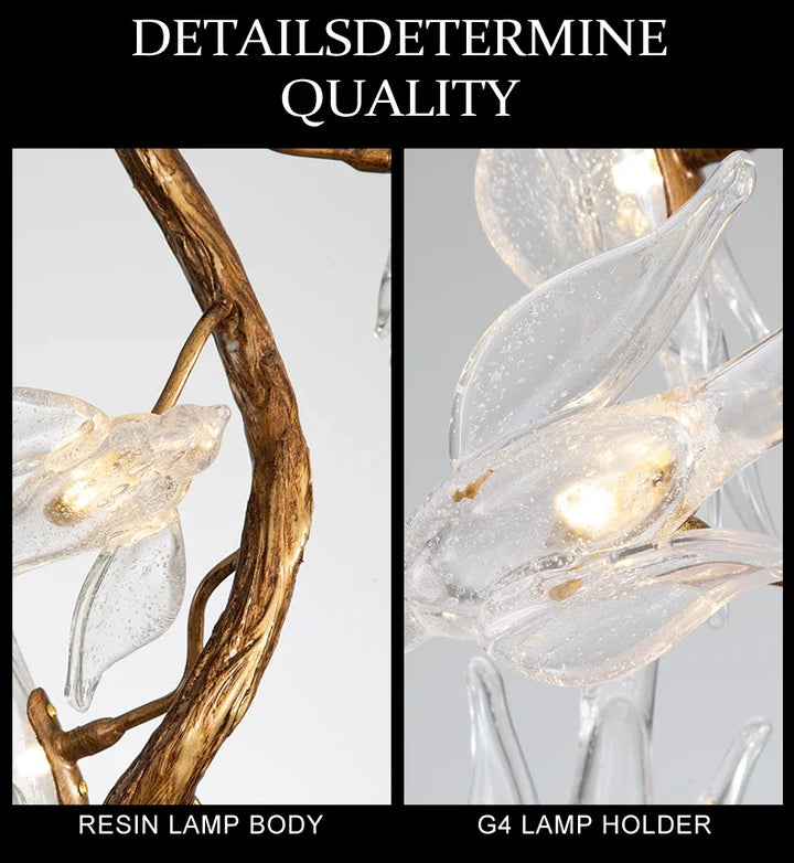 Luxury Branch Chandelier Glass Bird Crystal Led Ceiling Chandelier for Dining Room Bedroom Hotel Vintage Living Room Chandelier