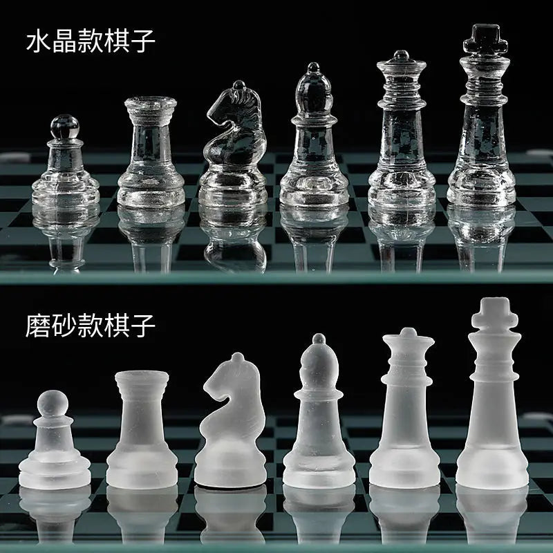 2024 glass crystal occidental chess children casual puzzle backgammon elegant transparent entertainment chessboard chessman set