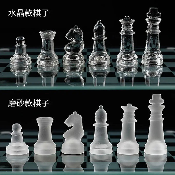 2024 glass crystal occidental chess children casual puzzle backgammon elegant transparent entertainment chessboard chessman set