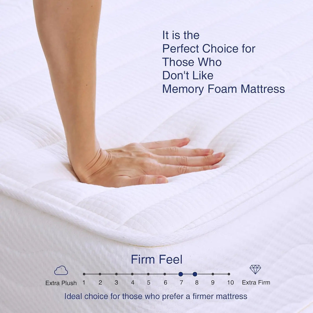 8 inch Twin Natural Latex Mattress Individually Encased Pocket Coil Firm Supportive Naturally Cooling Organic Mattress 120-Night