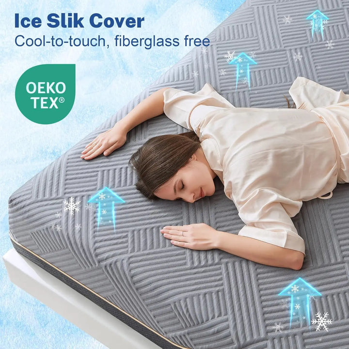 Extra Firm Memory Foam Mattress 12 Inch Queen, Luxury Cooling Gel Green Tea Flip Firm Mattress for Cool Sleep, Pressure