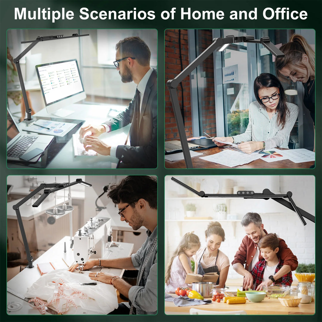 Three-head Desk Lamp With Memory Function, Five Color Temperatures, Five Brightness Levels, 45-degree Angle Design For Desk Use